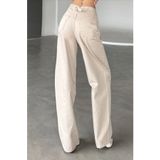 Shield Life BEJ KREM Baggy Jean Yüksek Bel Bol Pantolon Straight Salaş Oversize Kalıp Kadın Pantolon