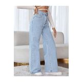 Shield Life Karyıkama Palazzo Açık Mavi Kar Yıkama Süper Yüksek Bel Bol Paça Denim Kot Pantolon