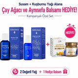Shiffa Home Susam+Kuşburnu Yağı Alana Çay Ağacı ve Aynısefa Balsamı Hediye | Kuru Ciltlere Özel Cilt Bakım Seti