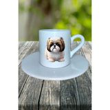 Shihtzu Köpek Baskılı Türk Kahvesi Fincanı Tabaklı Kişiye Özel Model 7