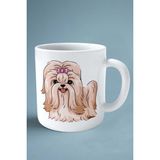 Shihtzu Köpek Isimli Kişiye Özel Baskılı Kupa Bardak Pembe Toka