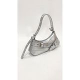 SHIKIRTI BAG STORE Gümüş Renk Çift Çapraz Kemer Toka Detaylı Kadın Omuz Çantası (29cm*13cm)