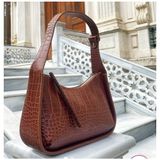 Shıkırtı Kroko Desen Kadın Omuz Çantası - 88-Taba