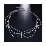 Shiklik Moda Shiklik Metal İnci ve Kristal Kolye Kadınlar İçin Şıklığınızı Tamamlayacak Zarif Tasarım - Gümüş