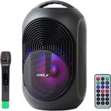 Shile SL-2018A El Mikrofonlu-2 Mik Giriş-2 Gitar Girişli-Kumandalı Usb+Sd+Bt Işıklı Şarjlı Seyyar Anfi (5131)