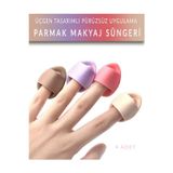 Shilox 4 Adet Parmak Makyaj Süngeri - Mini Puf Kapatıcı, Pudra - Toz Ürün Süngeri