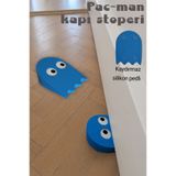 Shilu Mavi Pacman Dekoratif Kapı Stoperi Silikon Pedli Kapı Altı Tutucu