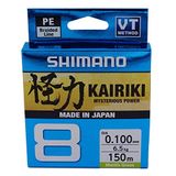 Shimano Kairiki 8, 150 metre, Mantis yeşili, 0,420 mm / 46,7 kg, 8 kat örgülü misina, 59WPLA58R0B.