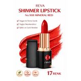 Shimmer Lipstick Mineral Red No:908 Işıltılı Parlak Vegan Temiz Ruj