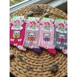 Shine Elagance Pembe Renkli 4'lü %78 Pamuk Ayıcık Desenli Kız Çocuk soket Çorap - 9-10 Yaş - Açık Pembe - Gri