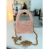Shine Nude Pembe Kristal Cam Boncuk El Yapımı Modern/şık Gece/günlük Küçük Boy Çanta Model - çeşitli - --