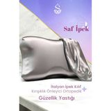 Shine Pillow %100 Ipek Gri Renk Kılıfı ile Yaşlanma Karşıtı Ortopedik Visko Yastık - 35 x 55 cm - Derin Gri