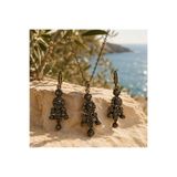 Shinestar atelier Otantik Siyah Taşlı Kolye Küpe Seti Eskitme Gold Renk Vintage Abiye Takı Seti | Heritage Serisi