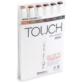 Shinhan Art Touch Twin Brush Ahşap Tonları Çift Taraflı 6'lı Markör Kalem Seti
