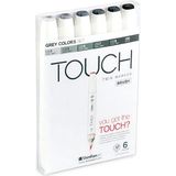 Shinhan Art Touch Twin Brush Gri Tonları Çift Taraflı 6'lı Markör Kalem Seti
