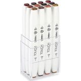 ShinHan Art Touch Twin Brush Marker 12 Renk Set AHŞAP RENKLERİ