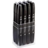 ShinHan Art Touch Twin Marker 12 Renk Set SOĞUK GRİLER