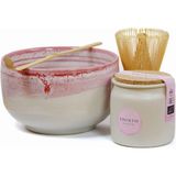 Shinto Platin Matcha Çay Seti, Organik Japon Seremonisi Tozu, Uji’den Elle Toplanmış Matcha, El Yapımı Kase, Bambu Süpürge ve Kaşık - Bej