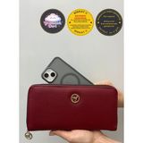 Shiny Ever Büyükboy Telefon Bölmeli Deri Kadın Cüzdan El Çantası Bordo Gold Detaylı - Bordo - Altın