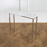 Shiny Metal Dresuar Paslanmaz Ayak Beyaz Mermer Tabla