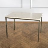 Shiny Yan Sehpa Eskitme Pirinç Ayak Bej Mermer Tabla