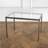Shiny Yan Sehpa Eskitme Pirinç Ayak Şeffaf Cam Tabla