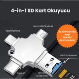 ShinyTouch 4-In-1 Micro SD Kart Okuyucu Yüksek Hızlı Veri Aktarımı ve USB-C Uyumluluğu