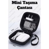 ShinyTouch Çok Amaçlı Sert Kapaklı Mini Taşıma Çantası - Kulaklık, Şarj Aleti ve Kablo Düzenleyici (9x9 cm)