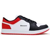 Shinzone Erkek Yazlık Comfort Sneakers Siyah Beyaz Kırmızı Spor Ayakkabı - Siyah - Kırmızı