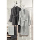 Shipla Home Carla 4'lü Set Havlulu Bornoz Seti - S - M - Antrasit - Gri