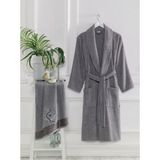 Shipla Home Havlulu Bornoz Seti - L - XL - Antrasit