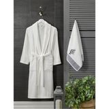 Shipla Home Havlulu Bornoz Seti - L - XL - Krem - Antrasit