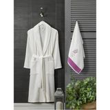 Shipla Home Havlulu Bornoz Seti - L - XL - Krem - Lavanta