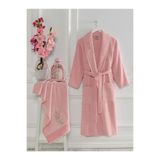 SHIPLA HOME Havlulu Bornoz Seti Pudra L-XL