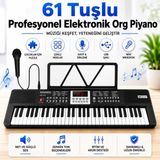 Shipment 61 Tuşlu Elektronik Org Piyano Çocuklar ve Yeni Başlayanlar Için Mikrofonlu Keyboard - Siyah