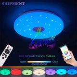 Shipment Akıllı Rgb Müzikli Tavan Lambası Bluetoothlu Kumandalı Sesli Hoparlör Dekoratif Lamba - Beyaz