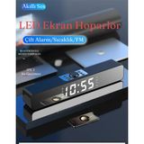 Shipment Pc Tv Uyumlu Ses Çubuğu Bluetooth Hoparlör LED Ayna Ekranlı Yüksek Bas Çalar Saat Fm Radyo Sıcaklık - Siyah