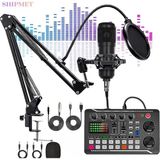 Shipment Profesyonel Mikrofon Seti Canlı Yayın Ses Mikseri Kartı Kayıt Stüdyosu Podcast - Siyah