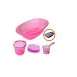 Ships Baby Bebek Banyo Küvet Seti - 5 Parça Bebek Banyo Küveti - Şeffaf Pembe