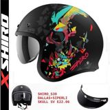 Shiro Jc Dallas Skull Açık Kask - Siyah