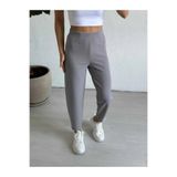 Shiron Sportswear&Company Krep Kumaş Gri Kemersiz Likralı Şalvar Pantolon Balon Pantolon - Esnek - Şık - Günlük - Okul