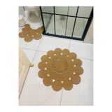 SHLM TEKSTİL 90x90 Jüt Banyo Paspas, Klozet Önü Paspası, Hediyelik, Çeyizlik, Banyo Takımı, Banyo Seti 2'li