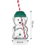 Shn Goggy Bear El Yapımı Cam Ayıcıklı Pipetli Kahve Bardağı - 1 Adet - 450 ml