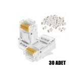 ŞHN'Shopping 30 Adet Rj45 Cat5Cat6 Ethernet Internet Kablo Soketi Konnektörü 8p8c Rj45 Jack Uç Uc 30 Tane Utp Jak