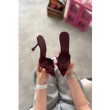 SHOEBELLAS Lies Bordo Rugan Kadın Topuklu Ayakkabı