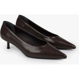 Shoeberry Kadın Acı Kahve Cilt Kısa Topuklu Stiletto Jurdan Tabanlı Şık Ayakkabı