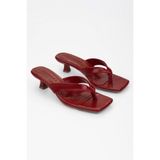 Shoeberry Kadın Alisse Kırmızı Cilt Parmak Arası Topuklu Terlik