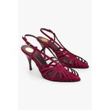 Shoeberry Kadın Aliva Bordo Saten Topuklu Ayakkabı