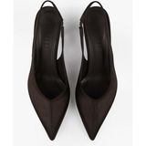 Shoeberry Kadın Avoria Kahve Saten Stiletto İnce Topuklu Ayakkabı Suni Deri ile Konforlu Tasarım