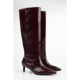 Shoeberry Kadın Blaze Bordo Cilt Kısa Sivri Topuklu Çizme